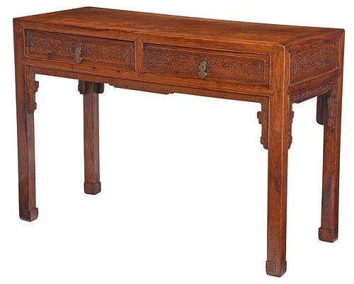 CHINESE CARVED HUANGHUALI CONSOLE