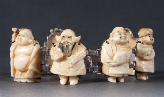 Chinese carved ivory and silver
