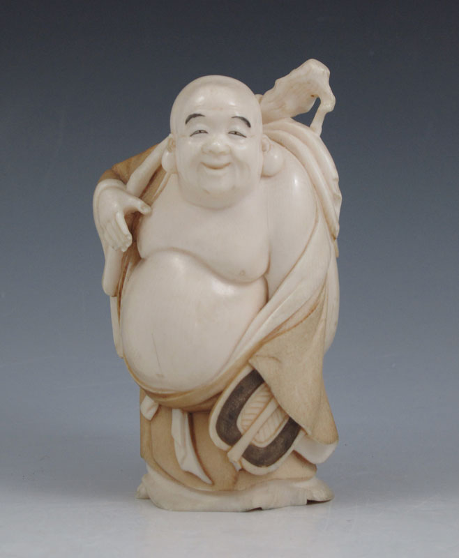 CHINESE CARVED IVORY BUDDH HOTOI: