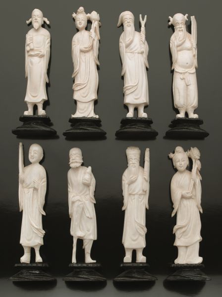 Chinese carved ivory eight