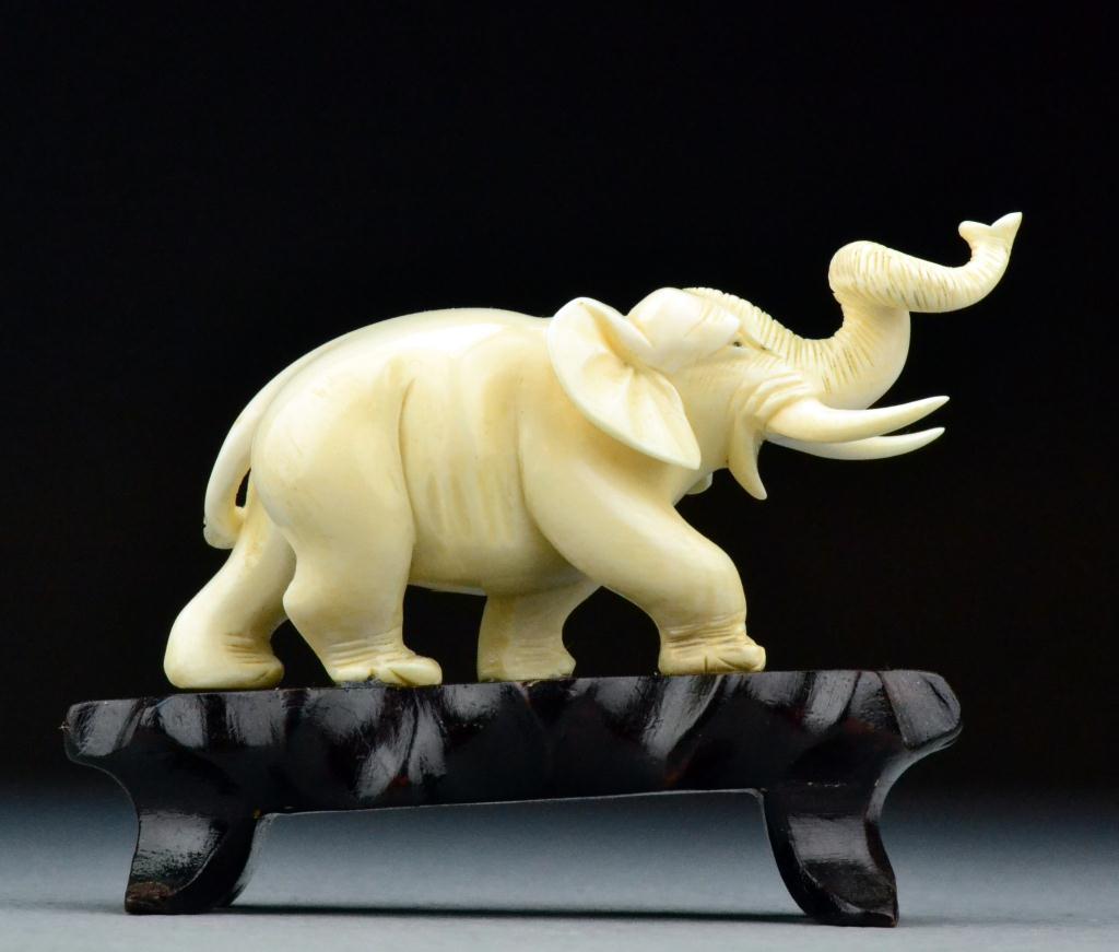 Chinese Carved Ivory Elephant On