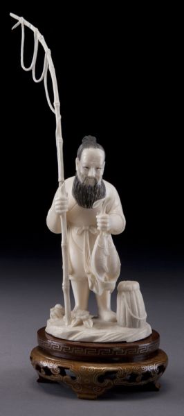 Chinese carved ivory fisherman