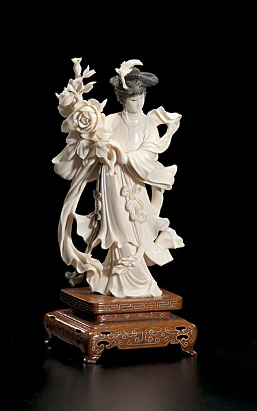 Chinese Carved Ivory Goddess Figure