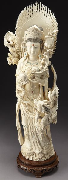 Chinese carved ivory Guanyin with