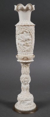 CHINESE CARVED IVORY HUNT SCEN