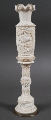 CHINESE CARVED IVORY HUNT SCEN
