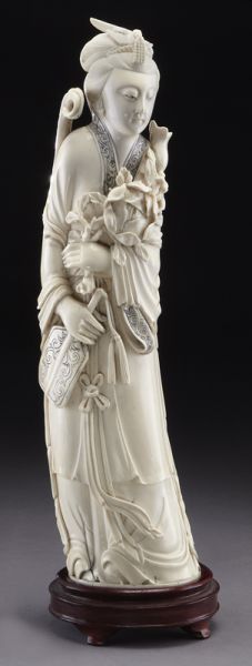 Chinese carved ivory lady