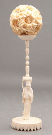 Chinese carved ivory puzzle ba