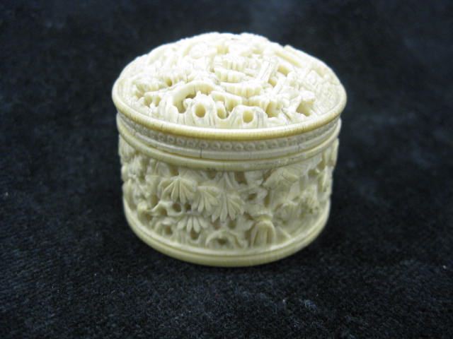 Chinese Carved Ivory Round Box