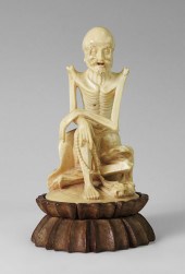 CHINESE CARVED IVORY SKELETAL