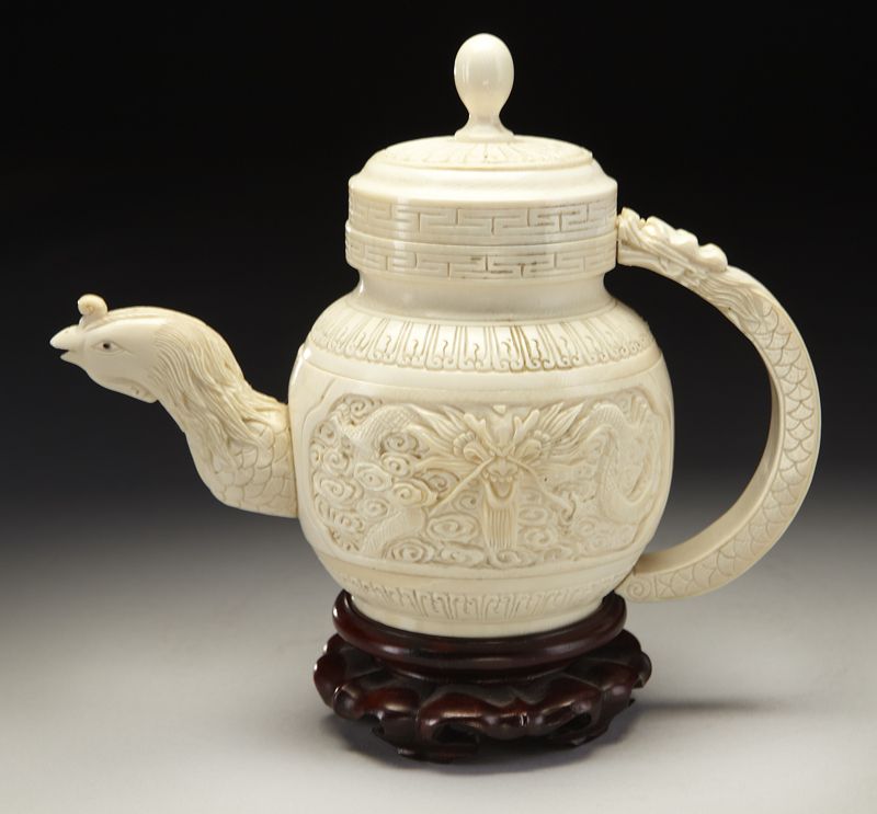 Chinese carved ivory teapot