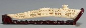 CHINESE CARVED IVORY TUSK, OPE