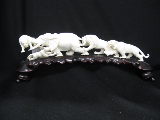 Chinese Carved Ivory Tusk with