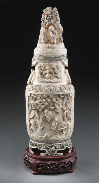 Chinese carved ivory vase the