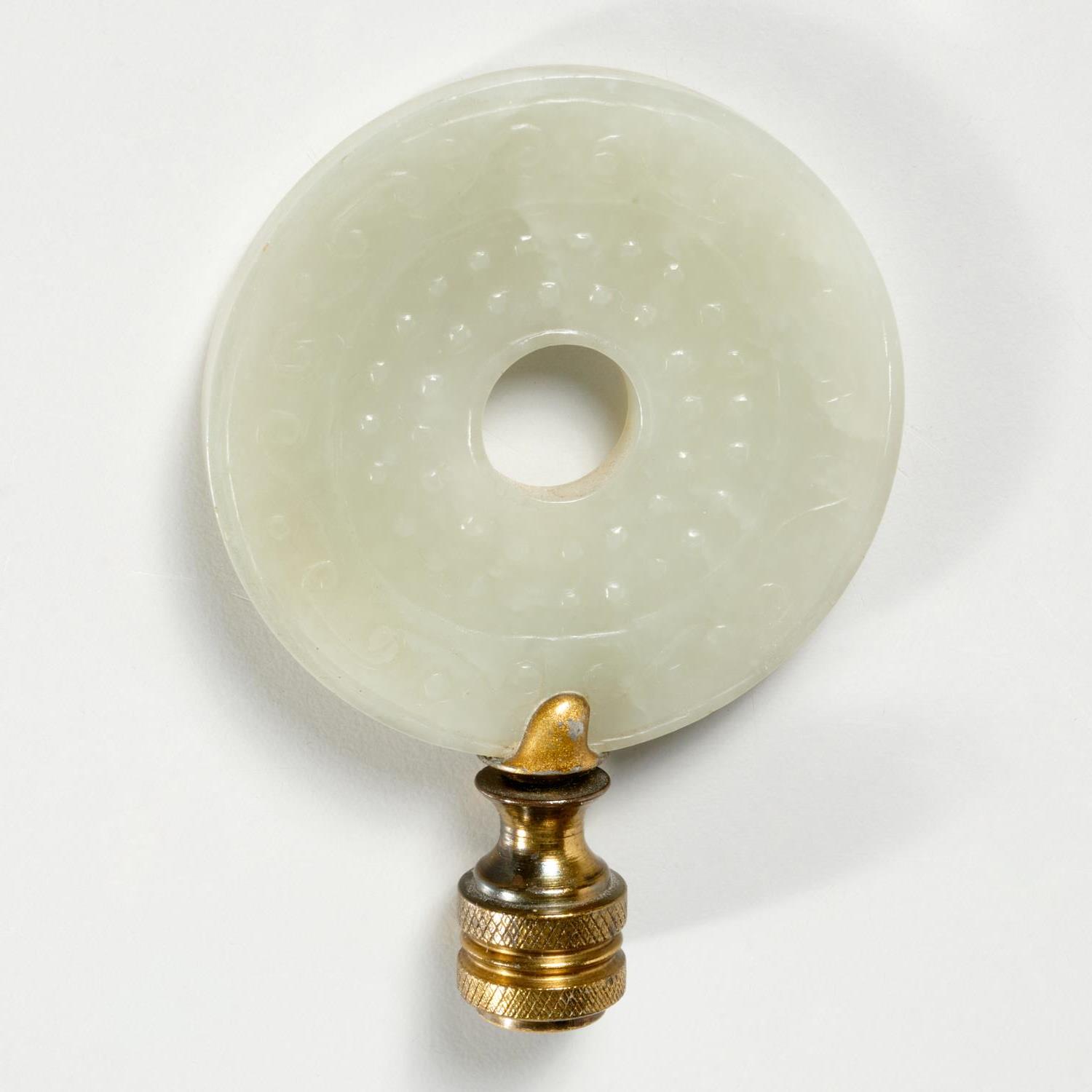 CHINESE CARVED JADE BI DISC LAMP
