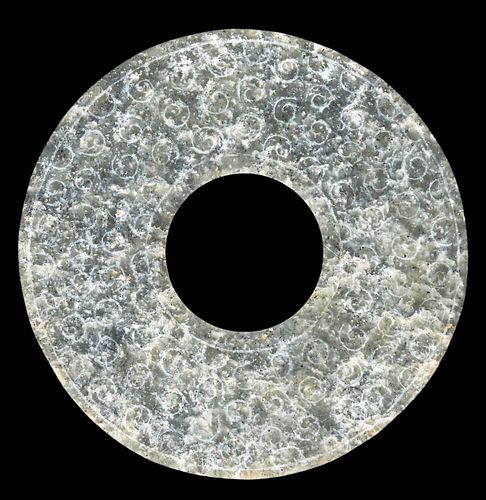 CHINESE CARVED JADE BI DISCpale