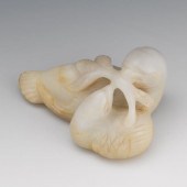 CHINESE CARVED JADE BIRDS GROU