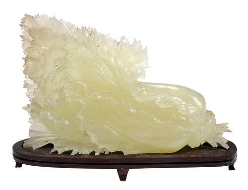 CHINESE CARVED JADE BOK CHOY FIGURE