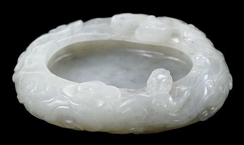 CHINESE CARVED JADE BRUSH WASHER IN