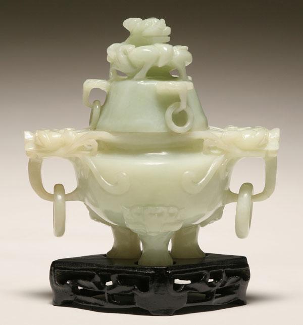 Chinese carved jade censor on
