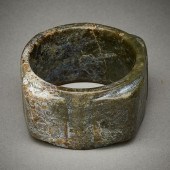 CHINESE CARVED JADE CONG W/ TA