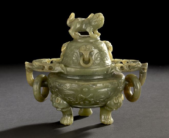 Chinese Carved Jade Covered Incense