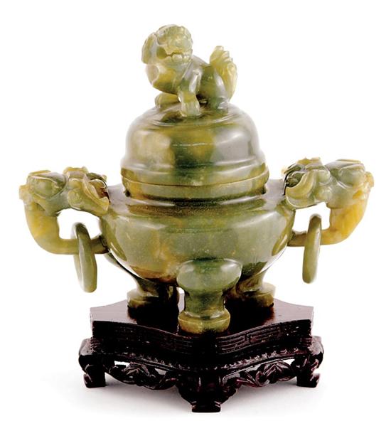 Chinese carved jade covered urn