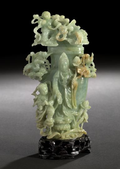 Chinese Carved Jade Covered Urn, 