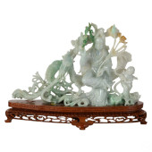 CHINESE CARVED JADE DRAGON KOI