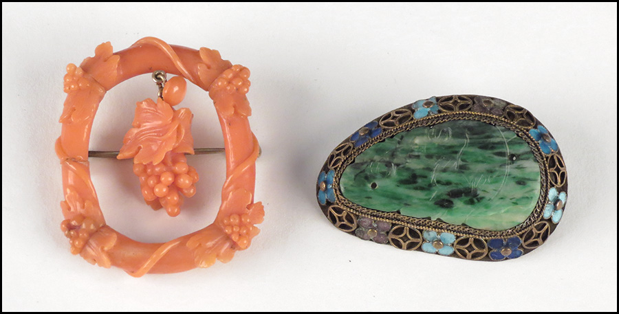 CHINESE CARVED JADE ENAMEL AND