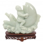 CHINESE CARVED JADE FIGURE BOY