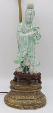 CHINESE CARVED JADE FIGURE OF
