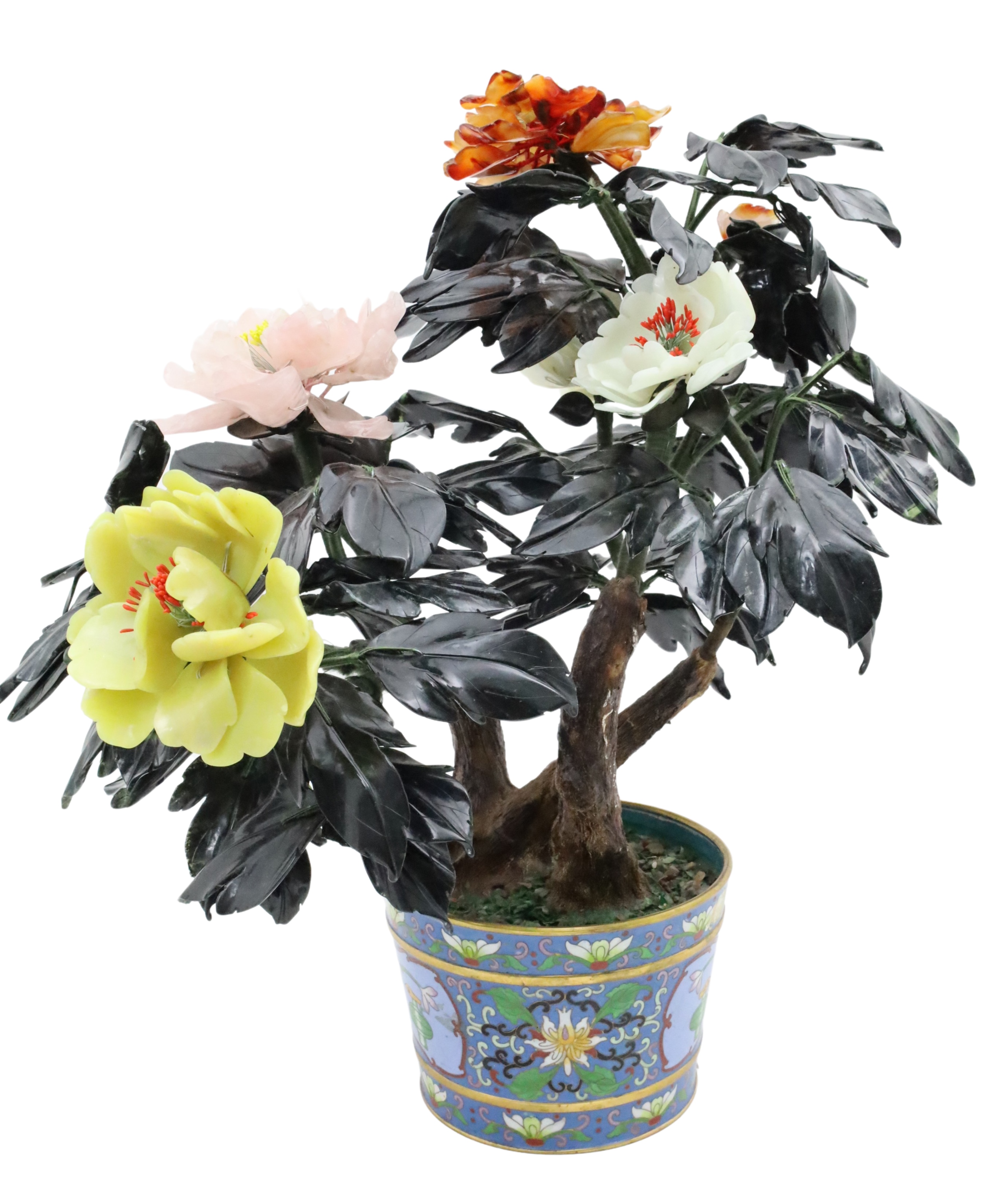 CHINESE CARVED JADE FLOWER TREE
