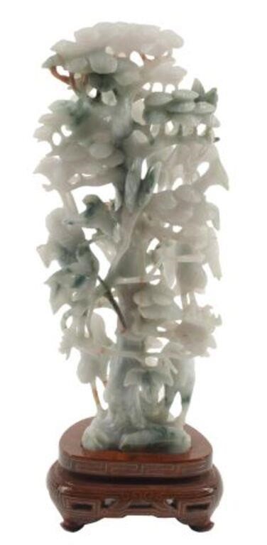 CHINESE CARVED JADE FOLIATE &
