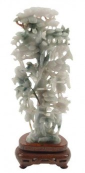 CHINESE CARVED JADE FOLIATE &