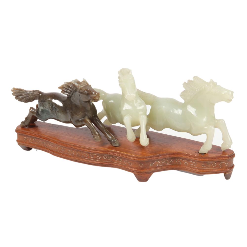 CHINESE CARVED JADE GALLOPING HORSE