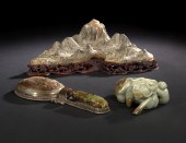 Chinese Carved Jade Group,  19