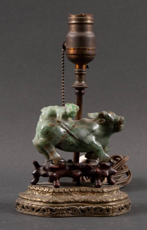 Chinese carved jade group of a