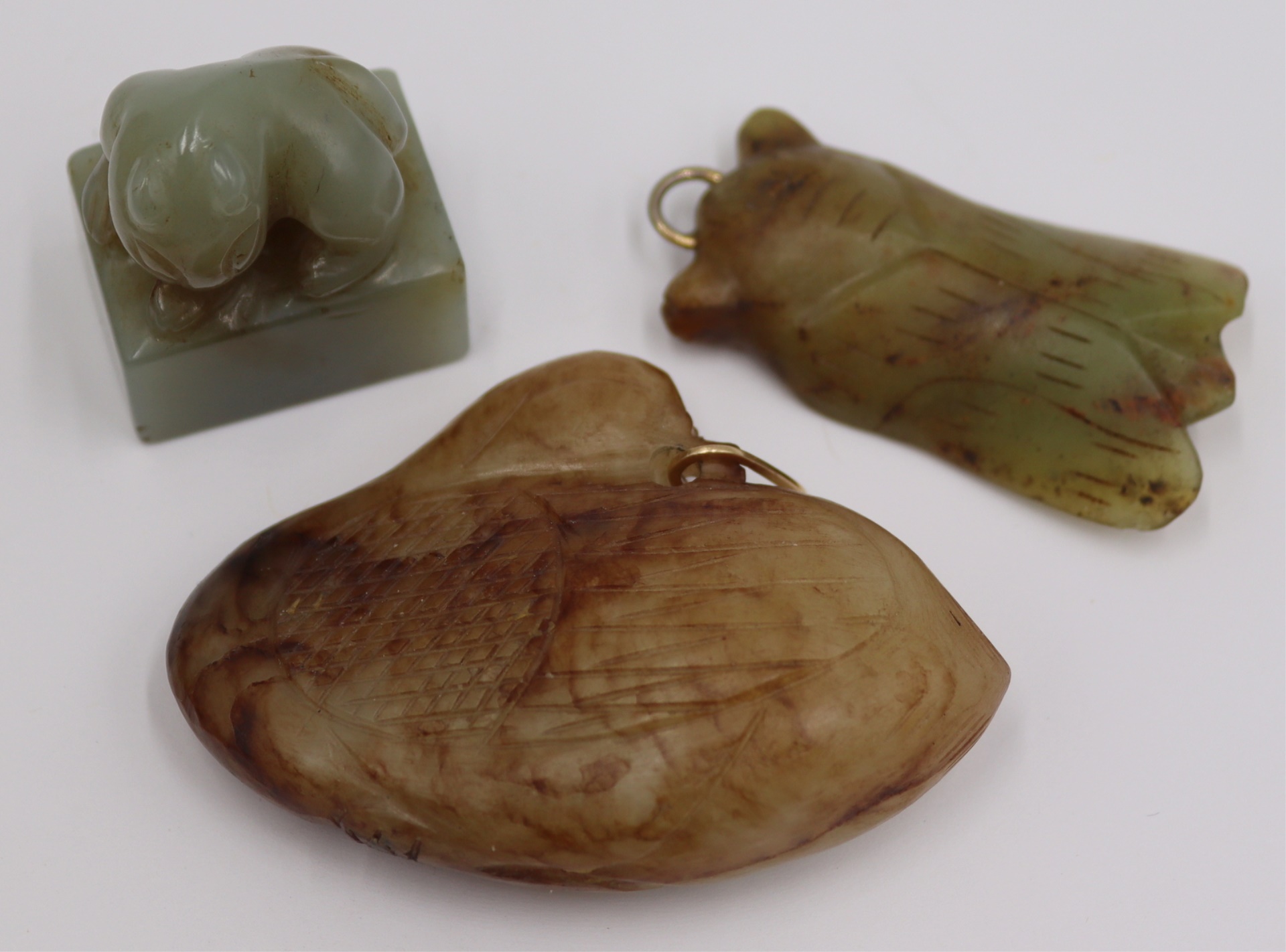 CHINESE CARVED JADE GROUPING,