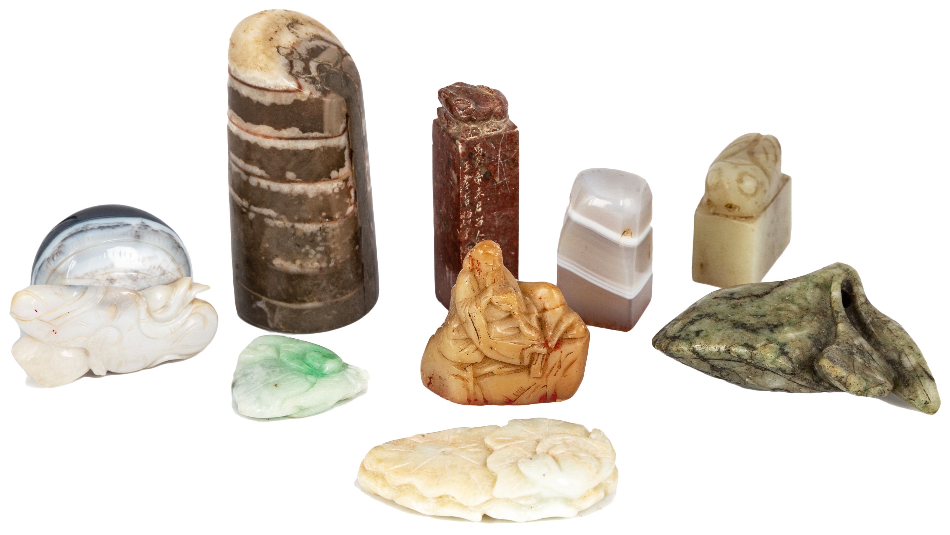 CHINESE CARVED JADE & HARDSTONE