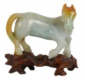 CHINESE CARVED JADE HORSE FIGU