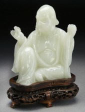Chinese carved jade Lohan rais