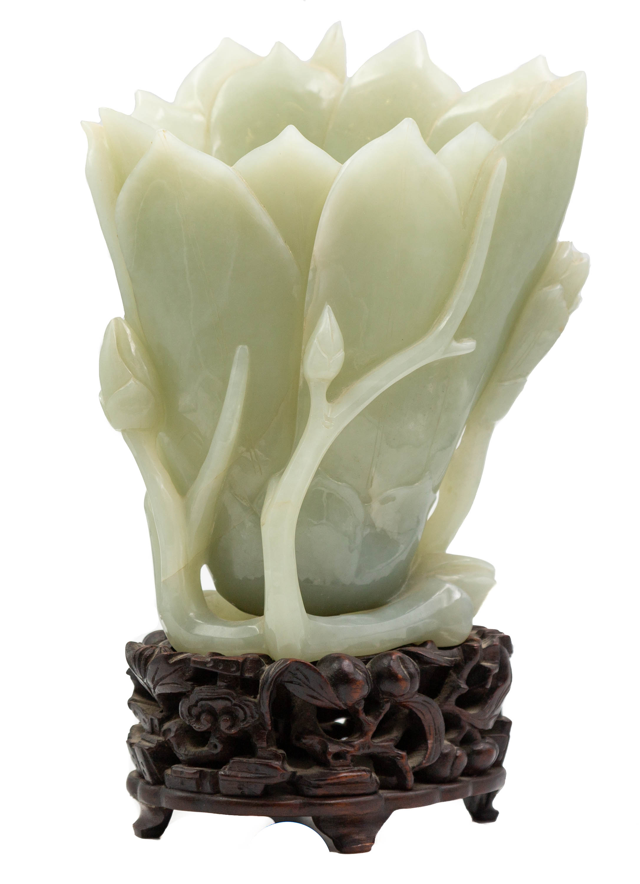 CHINESE CARVED JADE LOTUS FLOWER