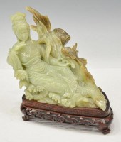 CHINESE CARVED JADE MERMAID &