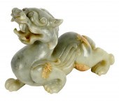 CHINESE CARVED JADE QILIN FIGU