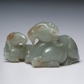 Chinese Carved Jade Ram Figura