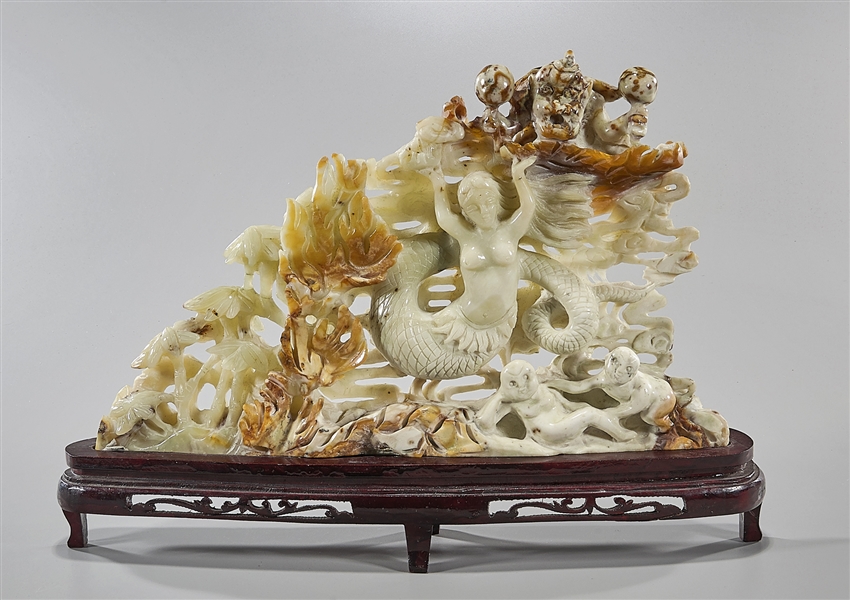 Chinese carved jade scene of