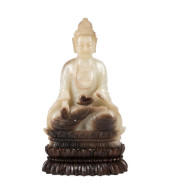 CHINESE CARVED JADE SEATED BUD