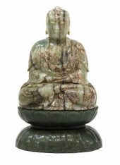 CHINESE CARVED JADE SEATED MED