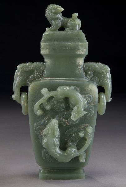 Chinese carved jade vase with an